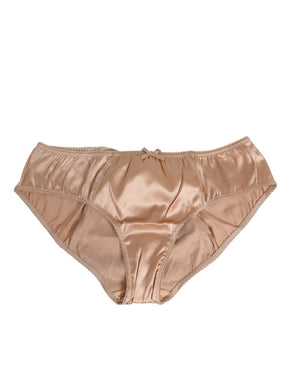 Dolce & Gabbana Nude Beige Seide Satin Schleife Spitze Trim Unterwäsche
