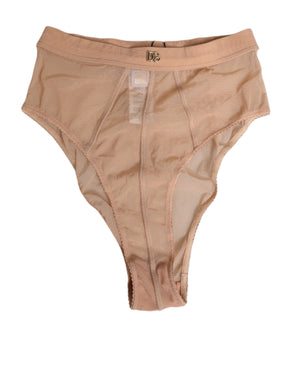 Dolce & Gabbana Beige Durchsichtige Mesh-Slips mit hoher Taille Unterwäsche