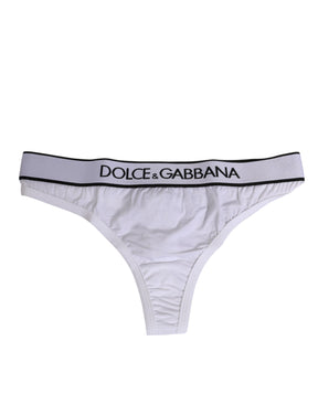 Dolce & Gabbana Weißer Logo-Bund Modal-Baumwoll-Tanga Unterwäsche