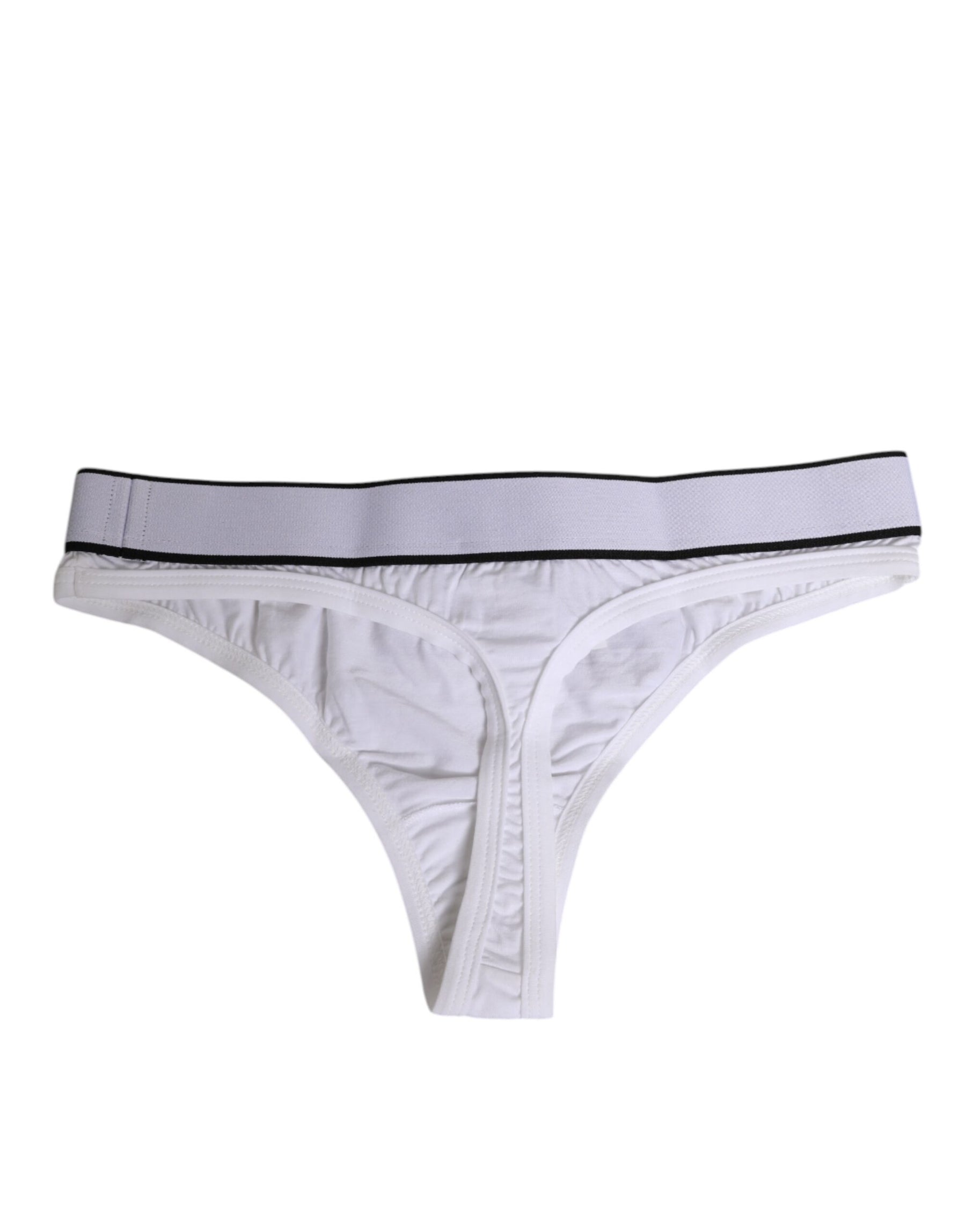 Dolce & Gabbana Weißer Logo-Bund Modal-Baumwoll-Tanga Unterwäsche