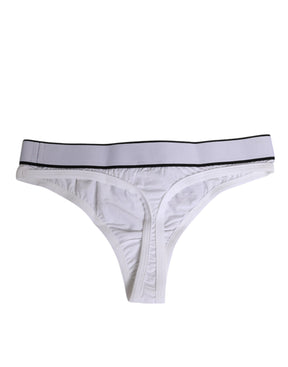 Dolce & Gabbana Weißer Logo-Bund Modal-Baumwoll-Tanga Unterwäsche