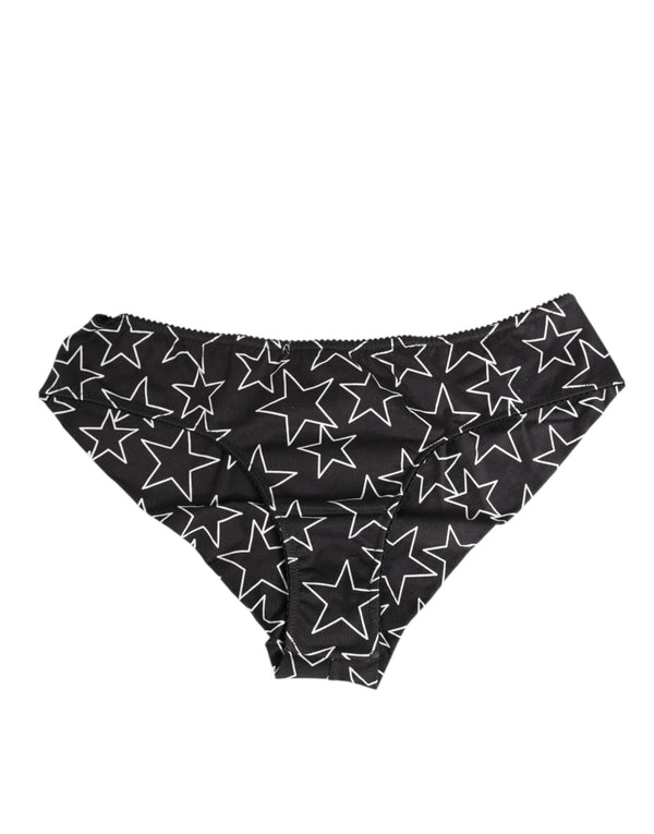 Dolce & Gabbana Schwarzer weißer Sterndruck Baumwollslip Panty Unterwäsche