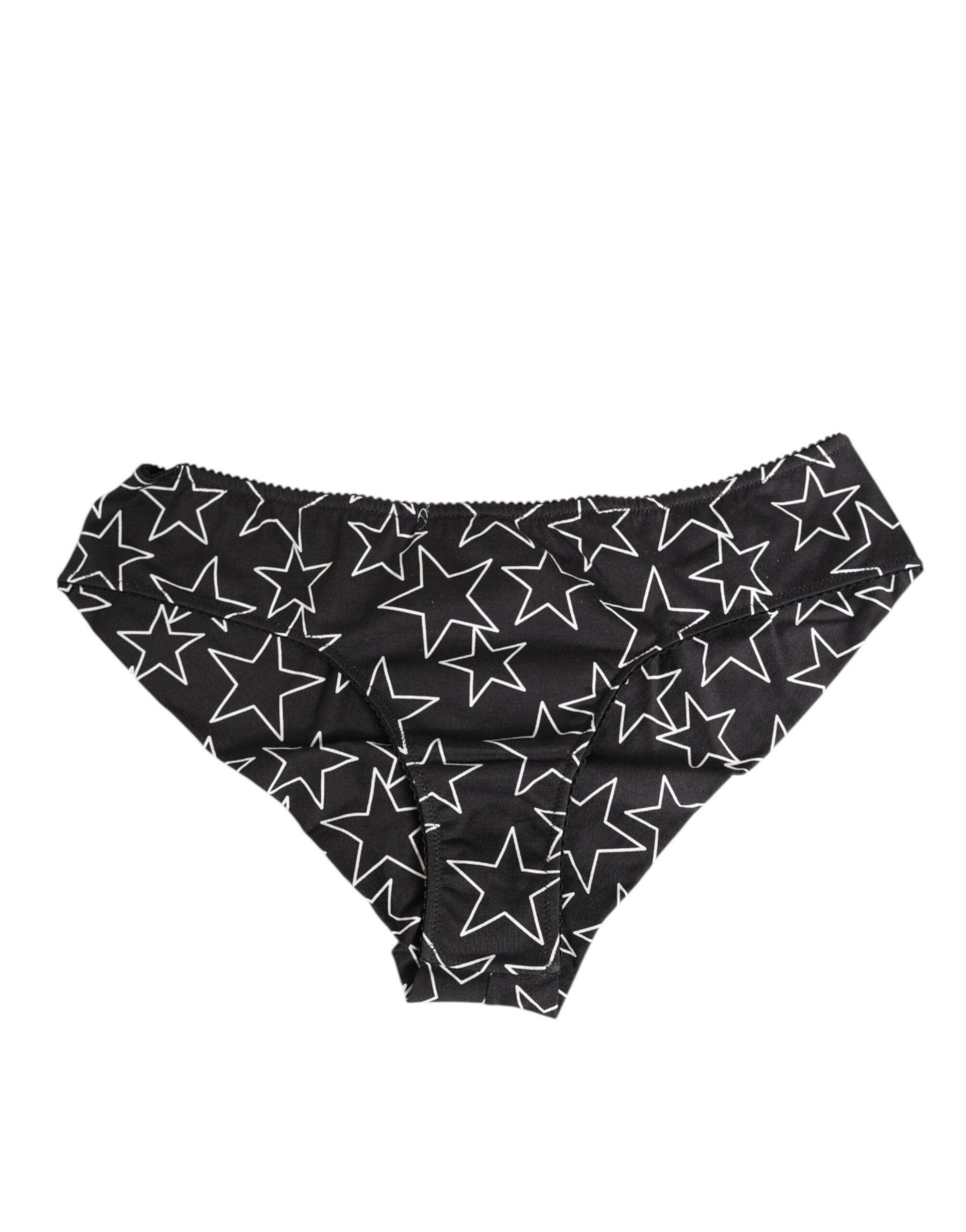 Dolce & Gabbana Schwarzer weißer Sterndruck Baumwollslip Panty Unterwäsche
