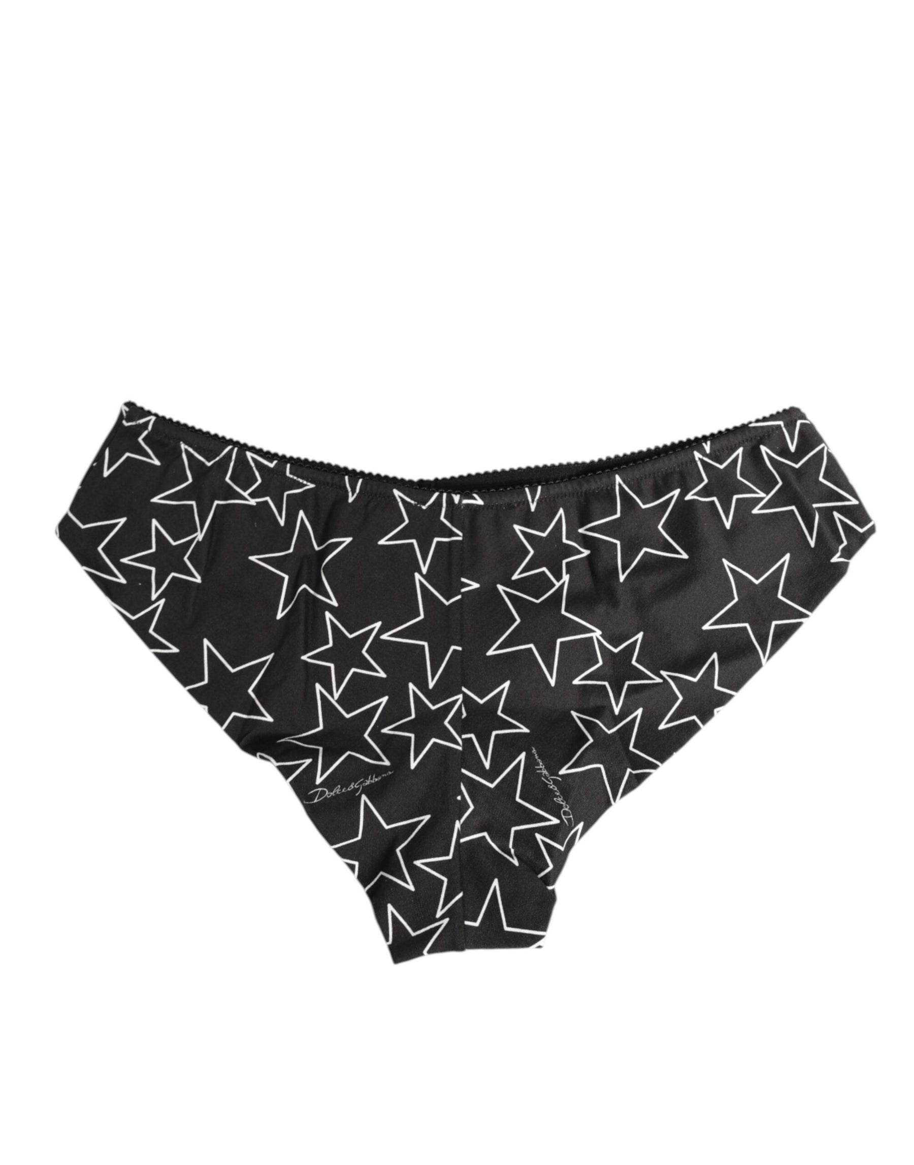 Dolce & Gabbana Schwarzer weißer Sterndruck Baumwollslip Panty Unterwäsche