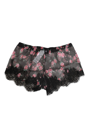 Dolce & Gabbana Schwarz Rosa Floral Spitze Mesh Lingeri Unterwäsche