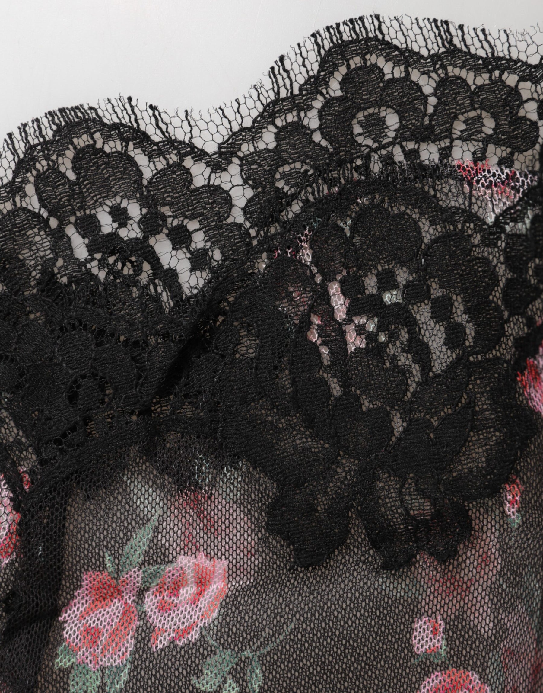 Dolce & Gabbana Schwarz Rosa Floral Spitze Mesh Lingeri Unterwäsche