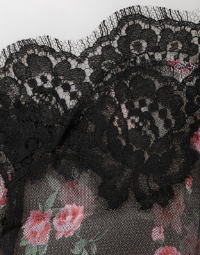 Dolce & Gabbana Schwarz Rosa Floral Spitze Mesh Lingeri Unterwäsche