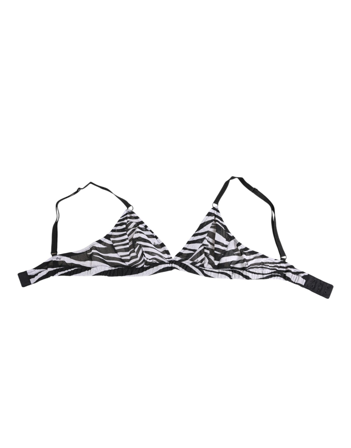 Dolce & Gabbana Schwarzer weißer Zebradruck durchsichtiges Mesh Bralette Unterwäsche