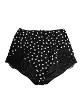 Dolce & Gabbana Schwarzer weißer gepunkteter Seidenslip Unterwäsche