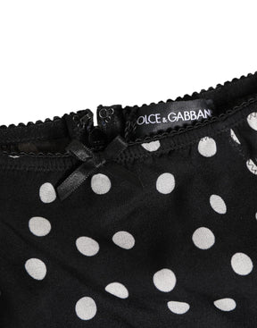 Dolce & Gabbana Schwarzer weißer gepunkteter Seidenslip Unterwäsche