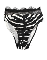 Dolce & Gabbana Schwarz Weiß Zebra Print Spitze Trim High Unterwäsche