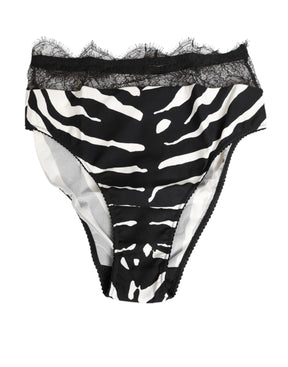 Dolce & Gabbana Schwarz Weiß Zebra Print Spitze Trim High Unterwäsche