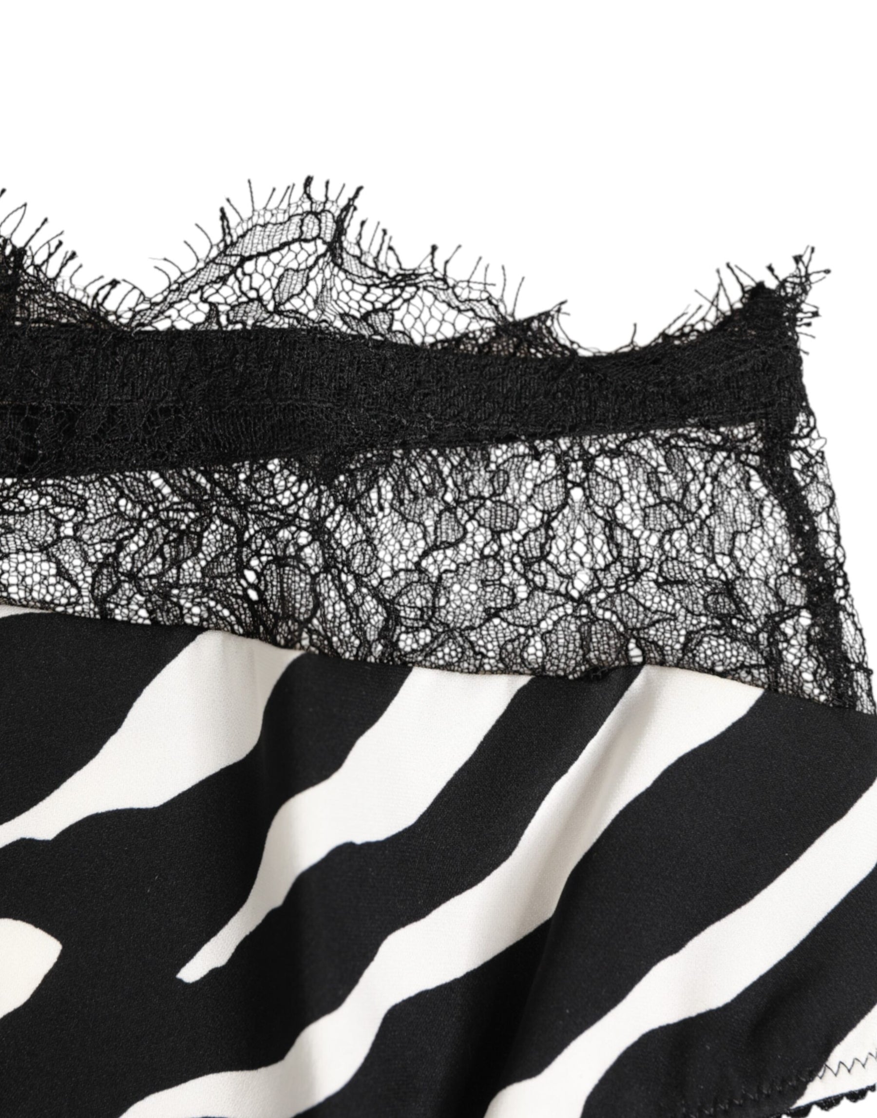 Dolce & Gabbana Schwarz Weiß Zebra Print Spitze Trim High Unterwäsche