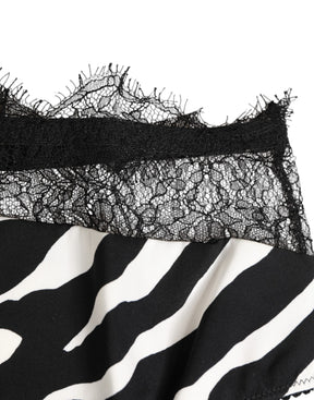Dolce & Gabbana Schwarz Weiß Zebra Print Spitze Trim High Unterwäsche
