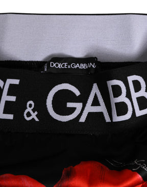 Dolce & Gabbana Schwarze Floral Print High Waist Sheer Mesh Unterwäsche