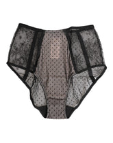 Dolce & Gabbana Schwarze transparente Tupfen-Spitzenunterwäsche mit hoher Taille