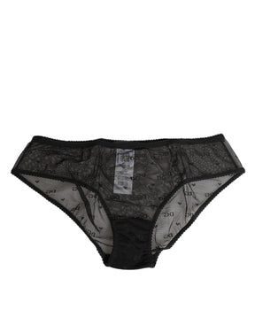 Dolce & Gabbana Schwarze transparente Mesh-Spitze mit gepunktetem Logo Unterwäsche