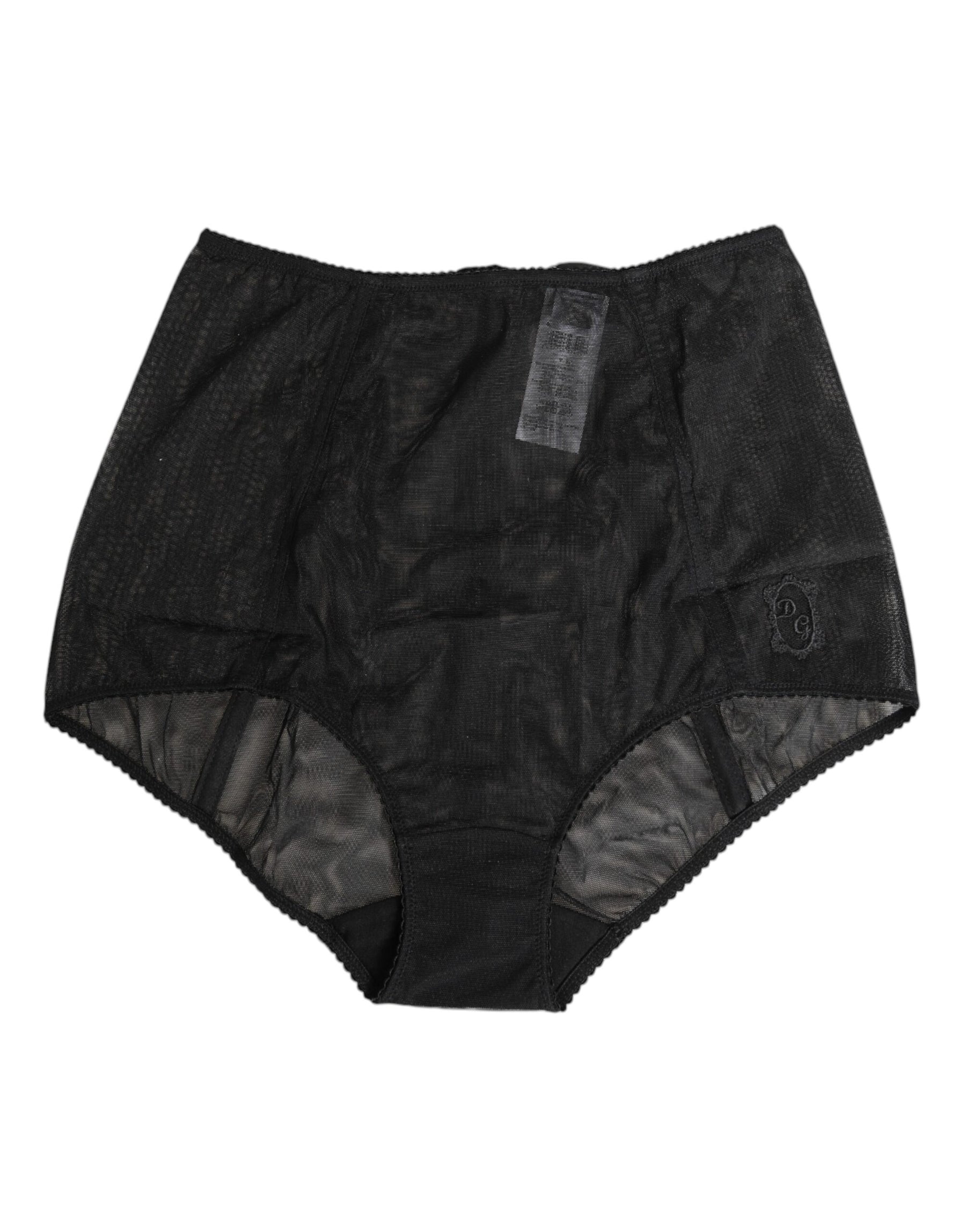 Dolce & Gabbana Schwarze High Waist Mesh Sheer Shapewear Unterwäsche