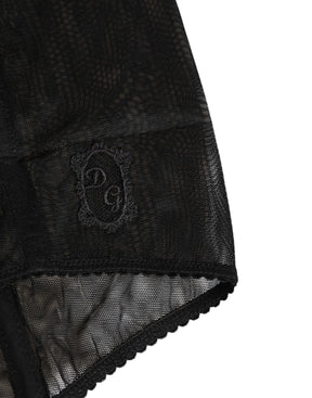 Dolce & Gabbana Schwarze High Waist Mesh Sheer Shapewear Unterwäsche