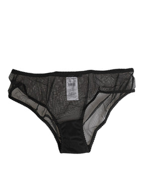 Dolce & Gabbana Schwarzer durchsichtiger Mesh-Spitzen-Bikini-Slip Unterwäsche