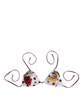 Dolce & Gabbana Weiß Rot Polka Dot Floral Print Triangle