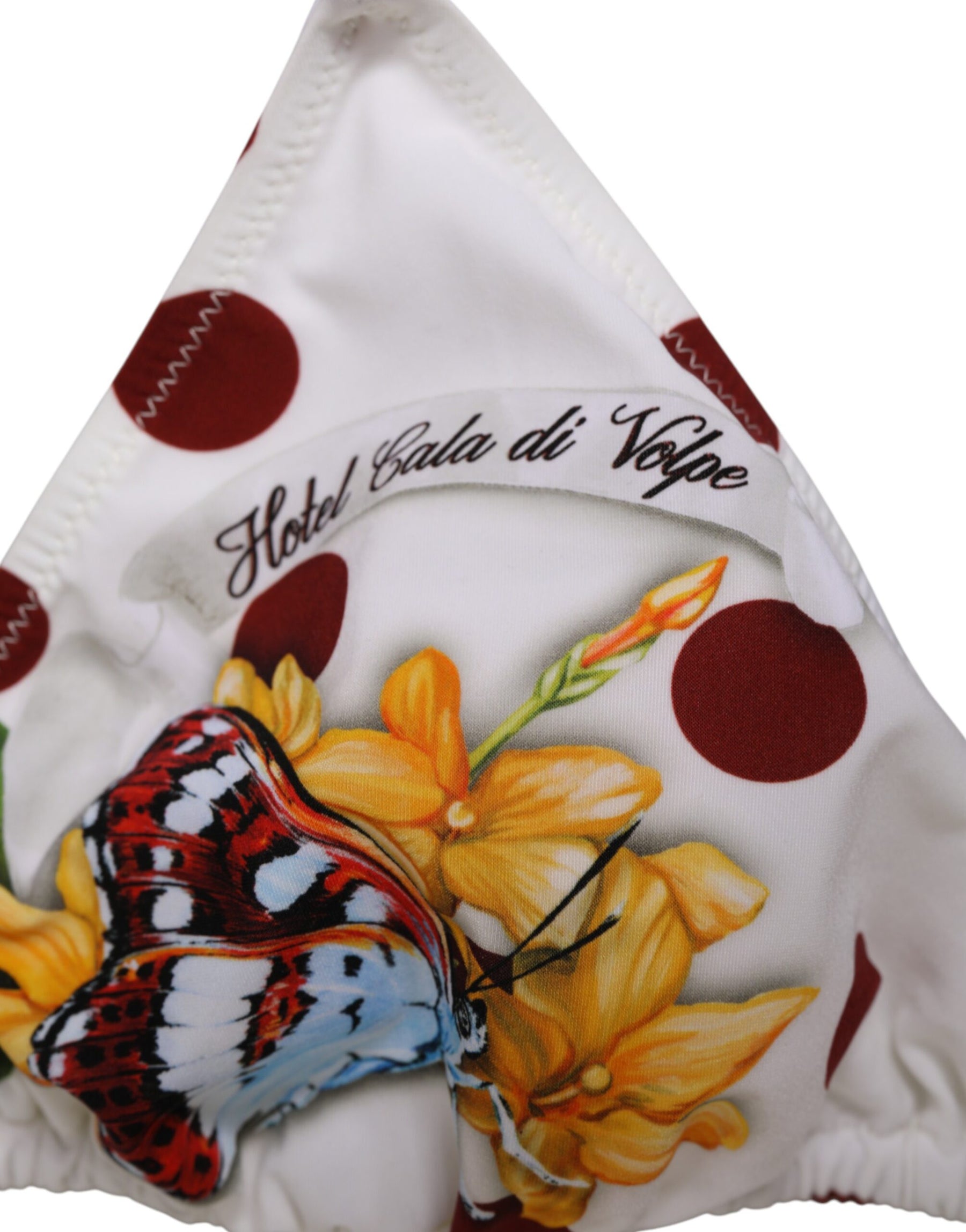 Dolce & Gabbana Weiß Rot Polka Dot Floral Print Triangle