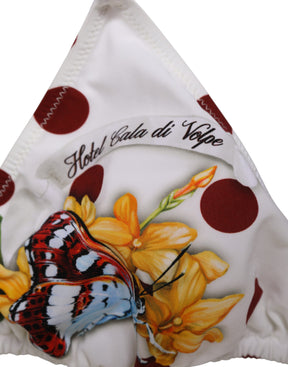 Dolce & Gabbana Weiß Rot Polka Dot Floral Print Triangle