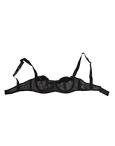 Dolce & Gabbana Schwarzer transparenter Mesh-BH mit Bügeln Unterwäsche