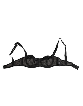 Dolce & Gabbana Schwarzer transparenter Mesh-BH mit Bügeln Unterwäsche