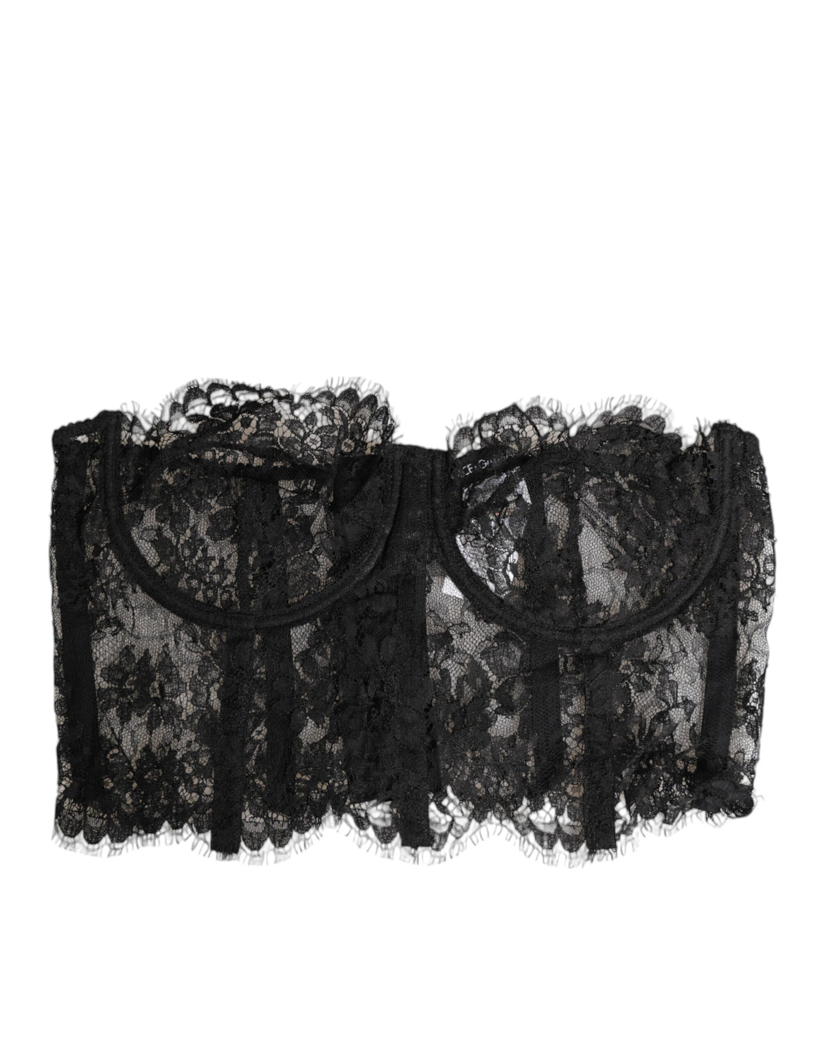 Dolce & Gabbana Schwarzes Bustier aus floraler Spitze Bralette Top Unterwäsche
