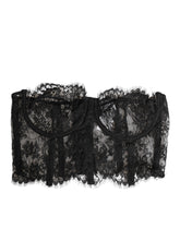 Dolce & Gabbana Schwarzes Bustier aus floraler Spitze Bralette Top Unterwäsche