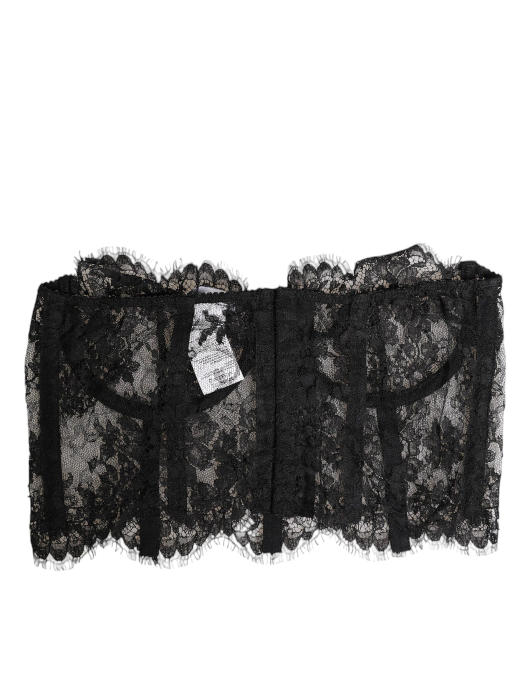 Dolce & Gabbana Schwarzes Bustier aus floraler Spitze Bralette Top Unterwäsche