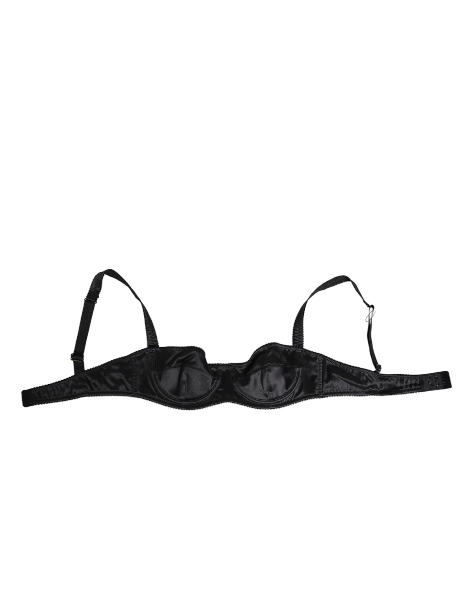 Dolce & Gabbana Schwarzer Satin Bügel-BH Dessous IT2 Unterwäsche