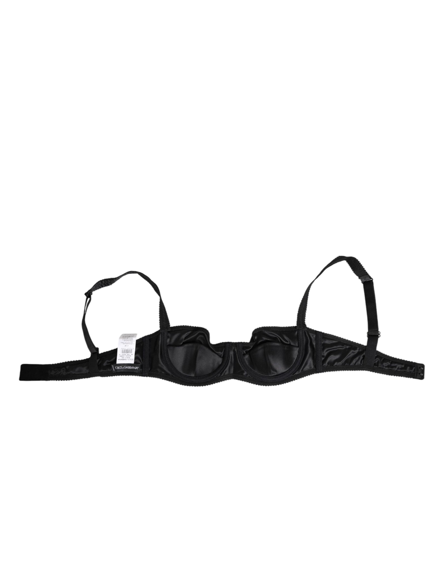 Dolce & Gabbana Schwarzer Satin Bügel-BH Dessous IT2 Unterwäsche