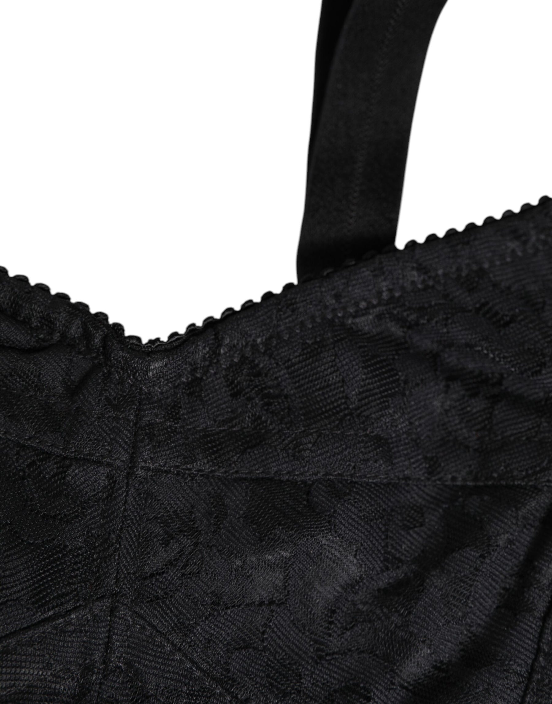 Dolce & Gabbana Schwarzer Stretch Nylon Bustier BH Unterwäsche