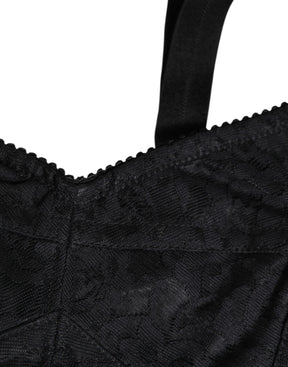 Dolce & Gabbana Schwarzer Stretch Nylon Bustier BH Unterwäsche