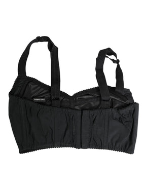 Dolce & Gabbana Schwarzer Stretch Nylon Bustier BH Unterwäsche