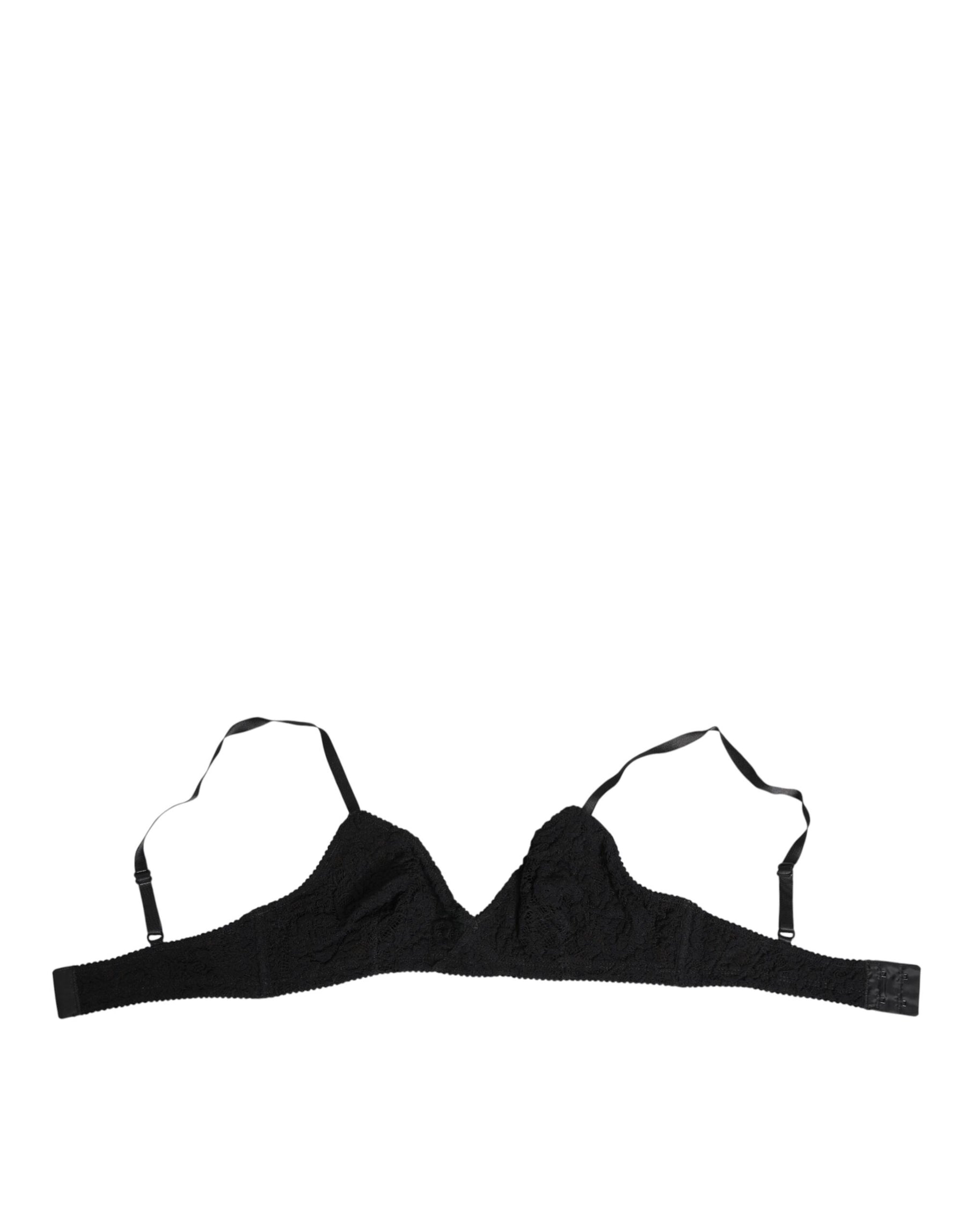 Dolce & Gabbana Schwarzer Spitzen-Dreieck-Bralette Kabellose Unterwäsche
