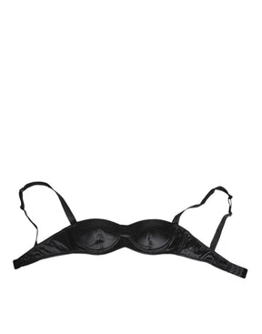 Dolce & Gabbana Schwarzer Seidensatin Kabelloser Dessous-BH Unterwäsche