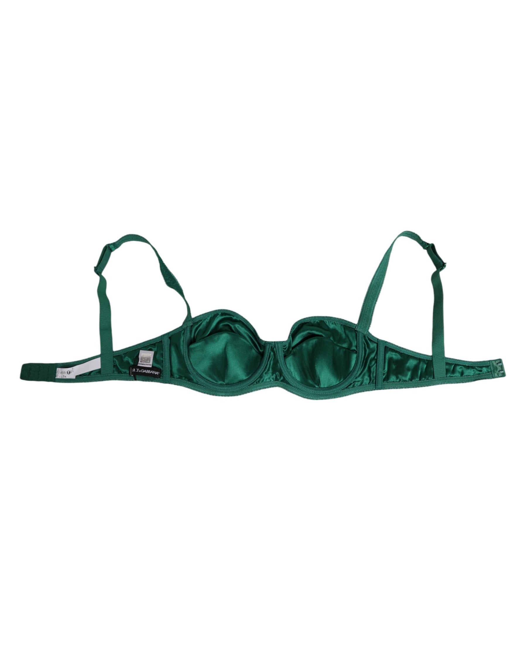 Dolce & Gabbana Grüner Satin Halbgepolsterter Bügel Moschus Unterwäsche