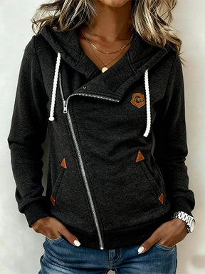 Kuscheliges Winter Hoodie Damen olivgrün mit Reißverschluss