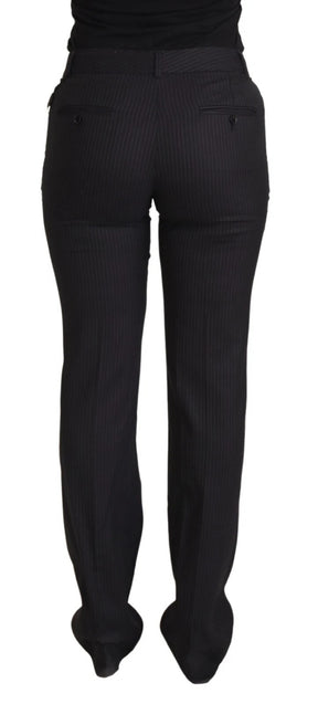 Dolce & Gabbana Schwarz gestreifte Hose mit mittlerer Taille