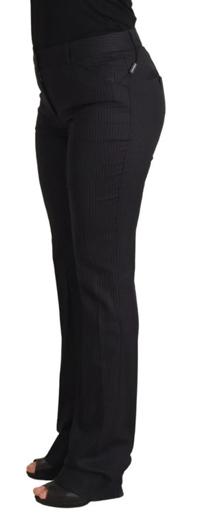 Dolce & Gabbana Schwarz gestreifte Hose mit mittlerer Taille