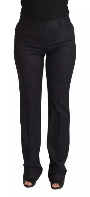 Dolce & Gabbana Schwarz gestreifte Hose mit mittlerer Taille