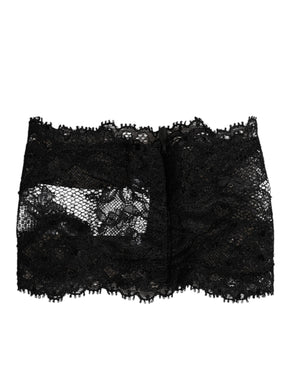 Dolce & Gabbana Schwarzer Spitze Bandeau Bustier Top Sheer Stretch Unterwäsche