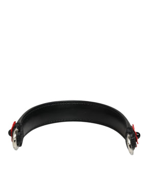 Dolce & Gabbana Schwarze verschönerte Ledertasche mit Henkel Frauen Schulterriemen