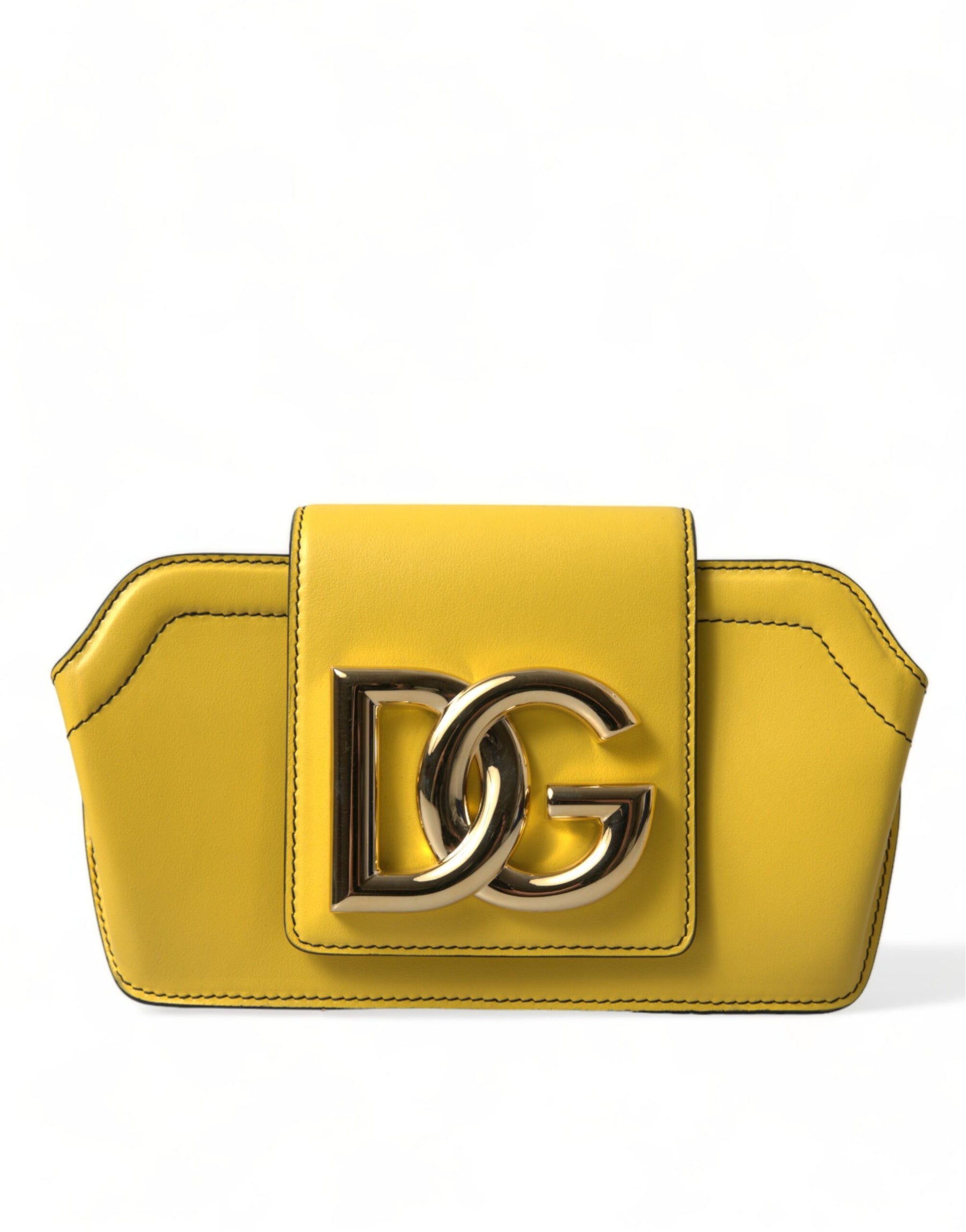 Dolce & Gabbana Gelbes Glattleder DG Logo Clutch Crossbody Case Tasche