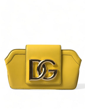 Dolce & Gabbana Gelbes Glattleder DG Logo Clutch Crossbody Case Tasche