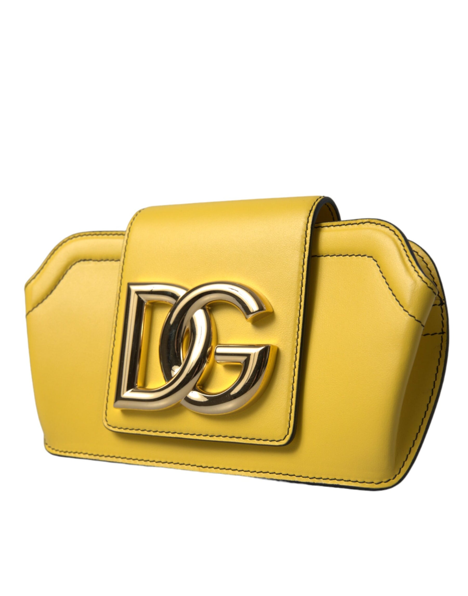 Dolce & Gabbana Gelbes Glattleder DG Logo Clutch Crossbody Case Tasche