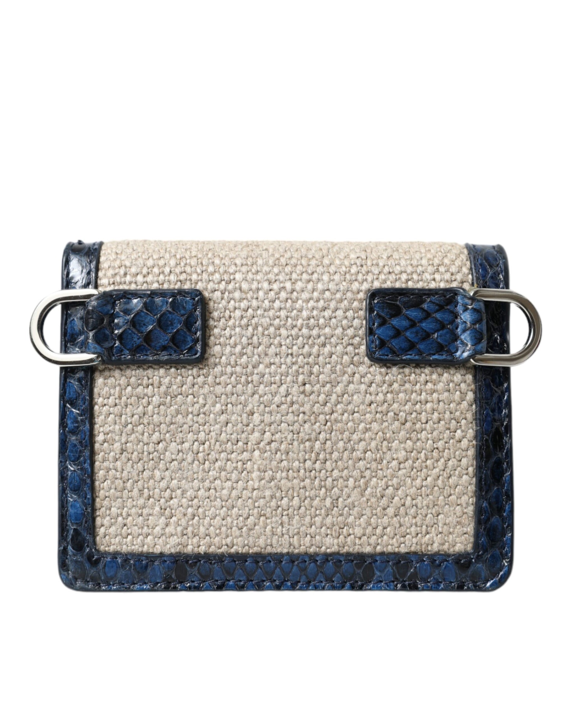 Dolce & Gabbana Beige Raffia Blau Leder Trim Mini Umhängetasche Crossbody Bag